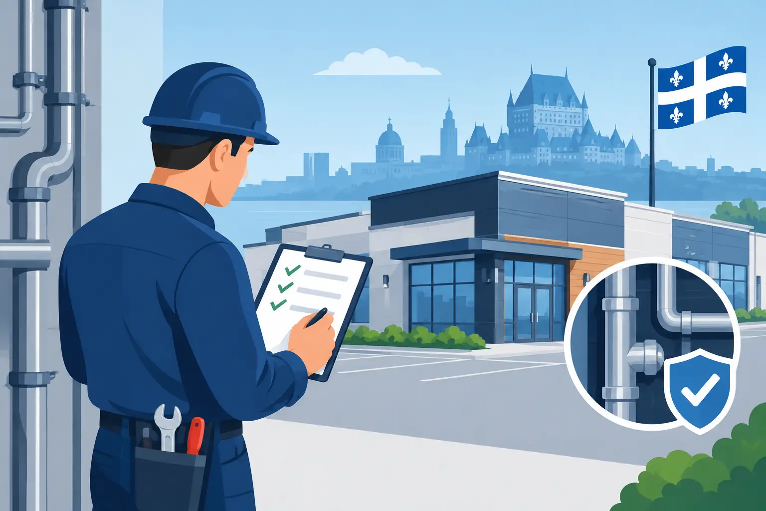 Illustration de l'article : Guide conformité plomberie commerciale au Québec